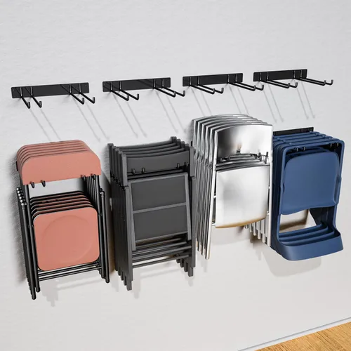 Miniatura 9 de YYR Estante de almacenamiento plegable para silla, herramientas de jardín y sillas plegables para organización de garaje, césped, playa, campamento