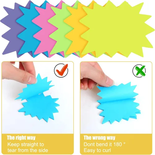 Miniatura 3 de Crtiin 1200 hojas de notas adhesivas Starburst de colores neón brillantes con forma de explosión de estrellas, publicación de regalo a granel