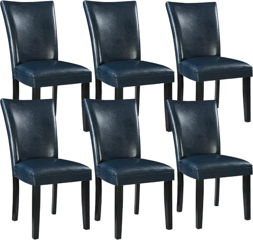 Miniatura 12 de LEEMTORIG Juego de 2 sillas de comedor de piel sintética modernas de mediados de siglo, sillas Parsons tapizadas de lujo con patas de madera maciza