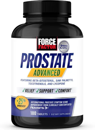 Force Factor Suplemento de salud avanzado de próstata para hombres para reducir los viajes nocturnos al baño, alivio de la vejiga y urinario, con