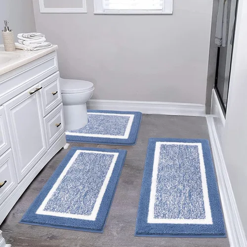 Miniatura 32 de Pauwer Juego de baño, alfombras de baño antideslizantes, alfombras de ducha absorbentes para suelo de baño, bañera y ducha, color azul aguamarina