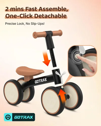 Miniatura 5 de Gotrax Baby Balance Bike 1-2 Years, 7" Front&Rear Silent Wheels, Sturdy Steel Frame 66 lbs Load, Quick 2-Min Assembly, CPC Certified, Comfortable