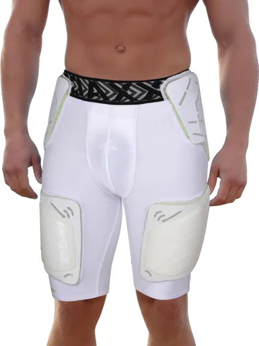 Exxact Sports Gladiator - Faja de fútbol para adultos de 5 almohadillas para hombres con cadera, muslos, almohadillas para coxis, pantalones cortos
