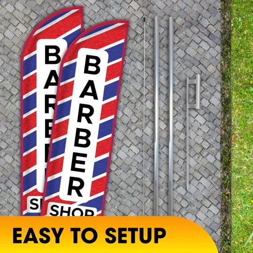 Miniatura 7 de OnPoint Wares Banderas de Barber Shop King – Paquete de 2 Banderas de publicidad exterior de 3 pies x 11.5 pies para negocios de peluquería