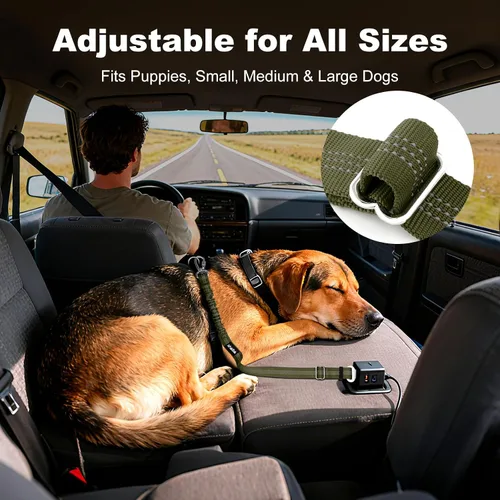 Miniatura 4 de Cinturón de seguridad para perro para automóvil, arnés ajustable para perros pequeños, medianos y grandes, restricción de seguridad de viaje Verde