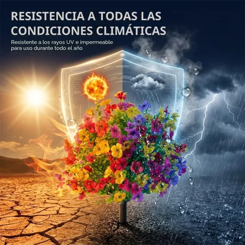 Miniatura 5 de Flores artificiales resistentes a los rayos UV: flores artificiales de 16 pulgadas para exteriores - Estacas de jardín de flores sintéticas