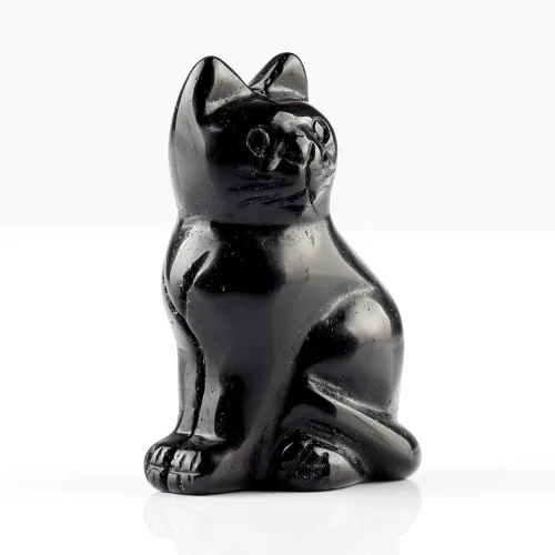 Miniatura 4 de Estatua grande de obsidiana negra de 2.0 pulgadas para gato, Feng Shui, manualidades, tallado, tallado, curación, reiki (obsidiana negra)