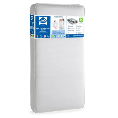 Sealy Baby Posturepedic Grace - Colchón impermeable para cuna de bebé y cama infantil, transpirable, hipoalergénico, de 2 etapas, de doble firmeza,