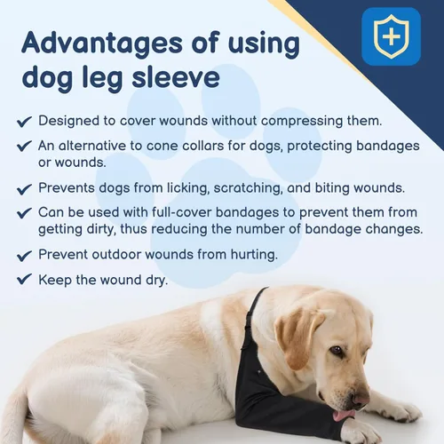 Miniatura 8 de BARKLESS Traje de recuperación para perros para pierna delantera después de la cirugía, manga transpirable para pierna delantera de perro