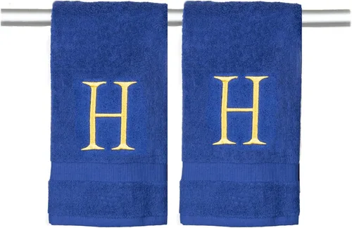 Miniatura 125 de Toalla de mano con inicial beige para baño, toalla bordada decorativa de calidad de hotel de lujo con monograma para tocador, spa, certificado