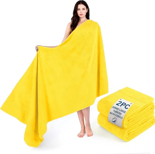 Miniatura 21 de Cotton Paradise 4 piezas de toallas turcas para baño, juego de toallas extra grandes suaves y afelpadas para baño, color beige
