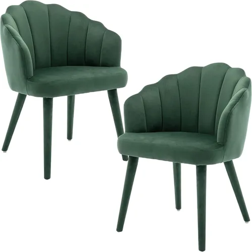 Miniatura 10 de Juego de 2 sillas de comedor de terciopelo negro modernas, sillas laterales de tapicería con patas de madera tapizadas para el hogar, cocina, sala