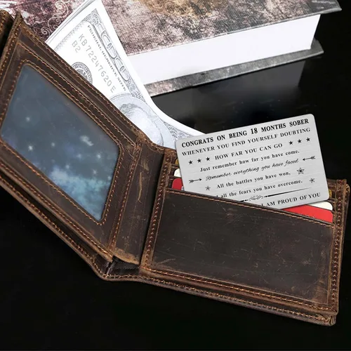 Miniatura 4 de Emideary Regalos de sobriedad de 18 meses para hombres y mujeres, 18 meses sobrios grabados para billeteras, regalo de 540 días limpio y sobrio