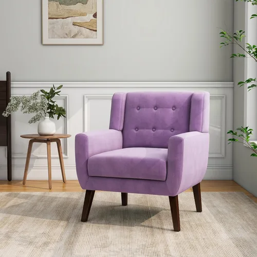 Miniatura 24 de Silla decorativa, sillas de tela moderna de mediados de siglo con brazos para sala de estar, cómodo sillón tapizado para dormitorio, sala de espera