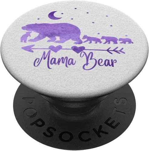 Agarre y soporte para teléfonos y tabletas, diseño de oso de mamá y cuatro cubos sobre paletas blancas