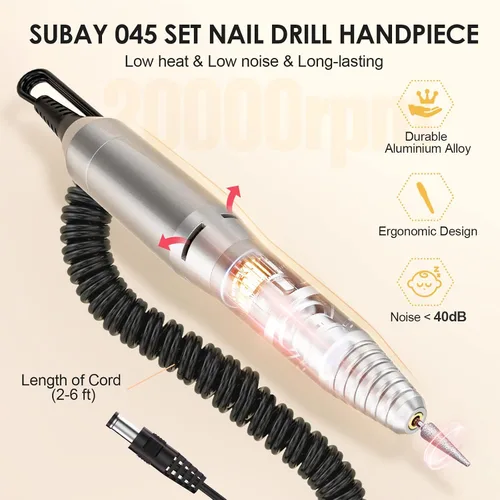 Miniatura 3 de SUBAY Kit Profesional de Esculpido de Uñas Eléctrico para Dedos y Pies, Lima Eléctrica para Manicura y Pedicura con 1 Paquete de Bandas de Lijado