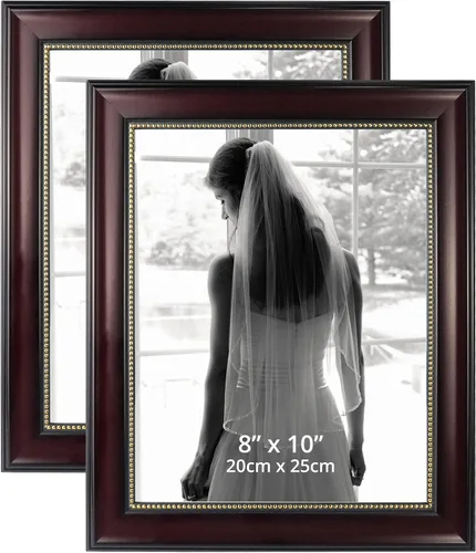 Miniatura 15 de GraduationMall Marcos de fotos de 4 x 6, vidrio real, fotos para pared o mesa, color negro con cuentas plateadas, paquete de 2