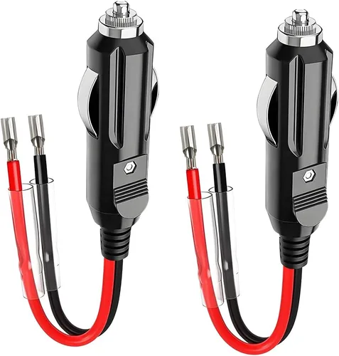 Enchufe de encendedor de cigarrillos macho fusionado de 12 V, adaptador de automóvil de repuesto con cables y luz LED, cable de extensión de 16 AWG