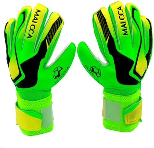Guantes de portero de portero de fútbol para deportes al aire libre, protectores de dedos, talla 5-7, unisex, niños y jóvenes Verde