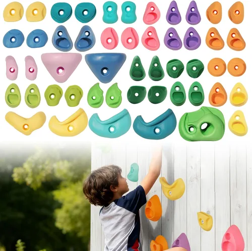 50 piezas de pared de escalada en roca para niños, soportes de escalada de pared de roca, kits de agarre de pared para escalada de adultos con 50