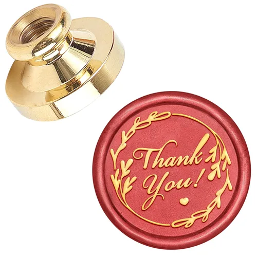 CRASPIRE Sello de Cera Thank You Solo Cabeza Sin Mango 25mm Palabras de Bendición Cabeza de Sello de Latón Extraíble para Boda Regalo Creativo