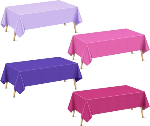Miniatura 47 de Mantel rectangular de la serie azul y verde, 4 piezas, 54 x 72 pulgadas, color sólido, impermeable y a prueba de derrames, mantel de plástico