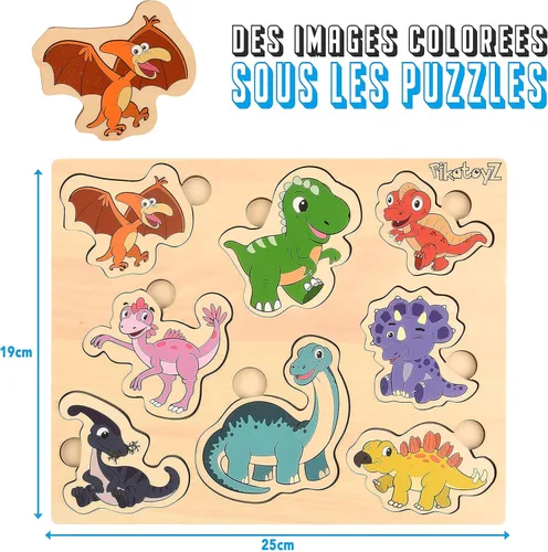 Miniatura 2 de Rompecabezas de madera para niños pequeños de 1 a 3 años - Juguetes educativos y de aprendizaje Montessori - Rompecabezas de madera para bebés de 1