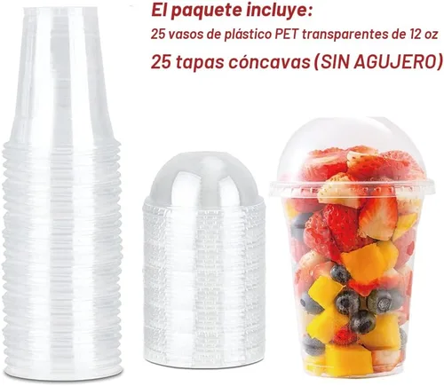 Miniatura 4 de Vasos de plástico transparente de 12 onzas con tapas de cúpula, tazas de postre con tapas (25 juegos), vasos desechables para fiestas de PET