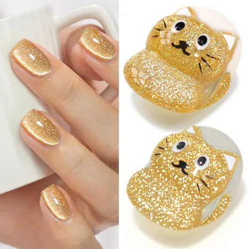 Miniatura 27 de Double Rhythm Esmalte de gel Jelly Glass de ojo de gato con imán, 0.5 onzas líquidas, brillo holográfico, brillante, translúcido