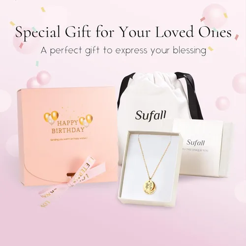 Miniatura 6 de Gifts for Women – Personalized Necklace with Birth Flower & Name Christmas Jewelry Gift for Mom, Wife, Daughter, Sister, Best Friend，Girls