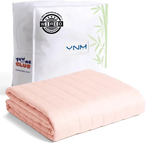 Miniatura 32 de YnM Manta con peso refrescante para adultos, terciopelo refrescante y acogedor de doble cara, manta pesada de 30 libras para parejas, uso en cuatro