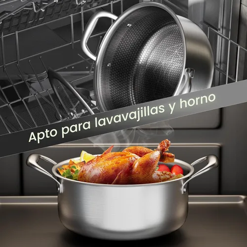 Miniatura 5 de COOKER KING Juego de 6 ollas antiadherentes híbridas de 1.5 y 2 cuartos de galón y ollas de 5 cuartos con tapas de vidrio, utensilios de cocina