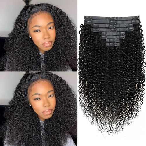 Miniatura 61 de Extensiones de cabello con clip de 12 pulgadas, rizado birmano, negro natural, extensiones de cabello con clip rizado birmano, cabello humano real