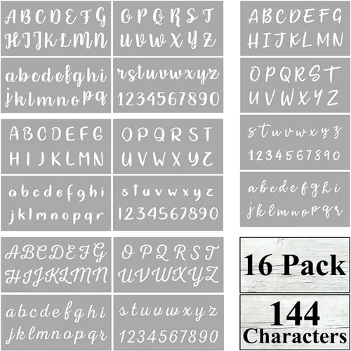 Plantillas de letras del alfabeto para pintar, paquete de 16 plantillas de plantillas de letras para madera, pasteles, galletas y manualidades,