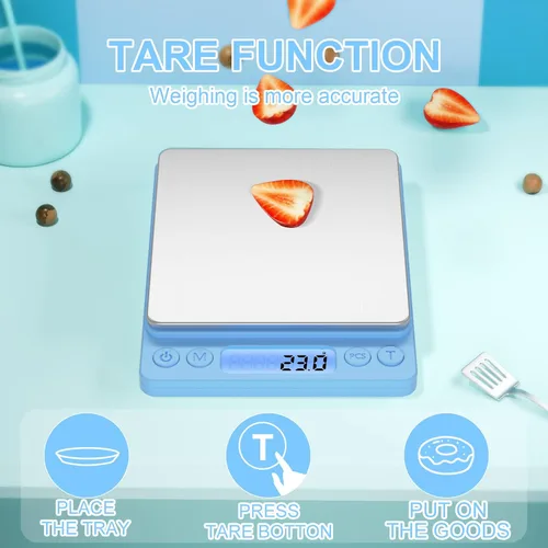 Miniatura 5 de Báscula digital de alimentos para onzas y gramos, YONCON 3000g/0.1g de precisión, báscula de cocina multifuncional para cocinar, hornear