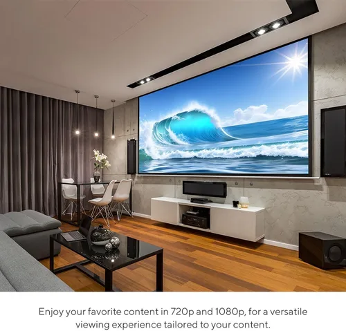 Miniatura 7 de Paquete de cine en casa con proyector, pantalla de 120 pulgadas y dos mini altavoces instantáneos inalámbricos Bluetooth de conducción ósea, azul