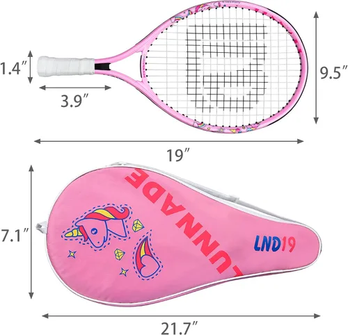 Miniatura 4 de Raqueta de tenis para niños y jóvenes, raqueta de tenis juvenil de 19/21/23/25 pulgadas con cubierta, adecuada para principiantes niños y niñas de 3