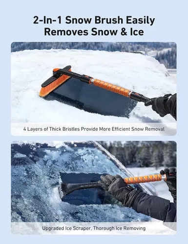 Miniatura 2 de AstroAI Raspadores de hielo de 39.37" para parabrisas de automóvil y cepillo de nieve con agarre de espuma y cabezal de cepillo giratorio de 360°
