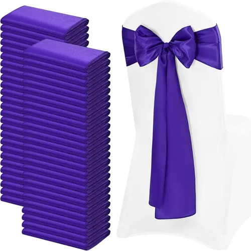 Miniatura 9 de 72 bandas de satén para silla, color azul bebé, lavables y reutilizables, fundas universales para silla, suministros para atar en la espalda