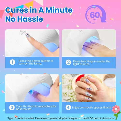 Miniatura 4 de Beetles - Kit de esmalte de uñas de gel con luz UV – 80 piezas de encantamiento de color, kit de uñas de gel de 55 colores con capa base de todo