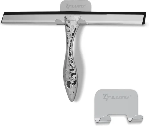 Miniatura 10 de Escobilla de ducha de silicona multiusos para puerta de cristal de ducha, con 2 ganchos y mini escobilla rosa, para vidrio de baño, automóvil, pared
