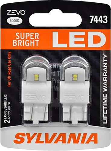 SYLVANIA - 7443 T20 ZEVO Bombilla LED blanca - Bombilla LED brillante, ideal para luces de circulación diurna (DRL) y luces de respaldo/marcha atrás