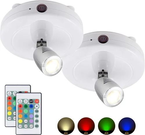 Miniatura 13 de BIGMONAT Foco inalámbrico que funciona con pilas, luz de imagen RGB con control remoto y temporizador, lámpara de visualización que cambia