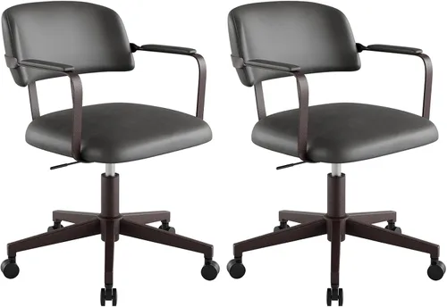 Miniatura 12 de Silla de escritorio moderna de mediados de siglo con diseño de madera curvada de nogal, silla retro de oficina en casa con altura ajustable, giro