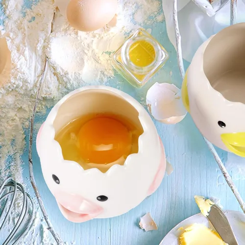 Miniatura 4 de Paquete de 2 bonitos separadores de huevos, cerámica para vómitos, huevo y yema de huevo, separador de clara de huevo, divisor de filtro de huevo