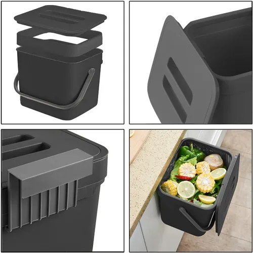 Miniatura 5 de Bote de Basura de Cocina con Tapa, LALASTAR Bote de Basura Pequeño Montado en la Pared Debajo del Fregadero para Cocina, Baño, Contenedor de Compost