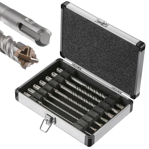 Wensilon Kit de brocas para hormigón de 8 pulgadas, material de carburo de doble rosca de tipo cruzado, adecuado para hormigón, ladrillo, paredes de