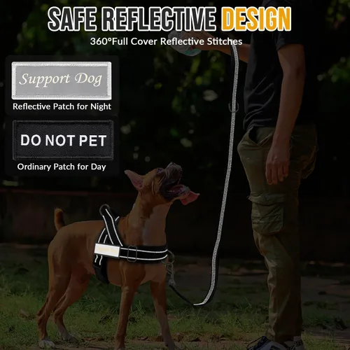 Miniatura 7 de SlowTon Arnés para perro sin tirones, juego de arnés y correa resistente para perros medianos y grandes, arnés táctico reflectante con acolchado