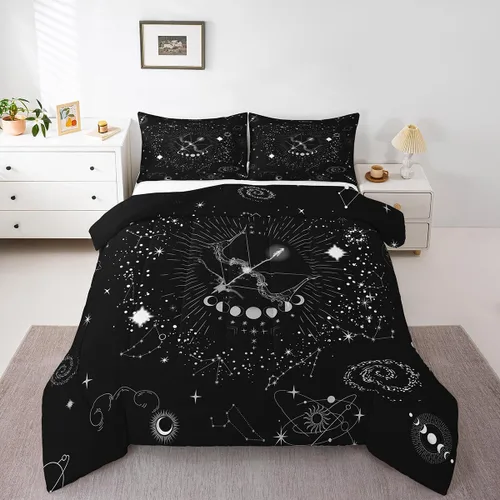 Miniatura 25 de Aries Bedding - Juego de edredón tamaño individual de nebulosa hippie y astrología del zodiaco trippy, juegos de ropa de cama y colecciones