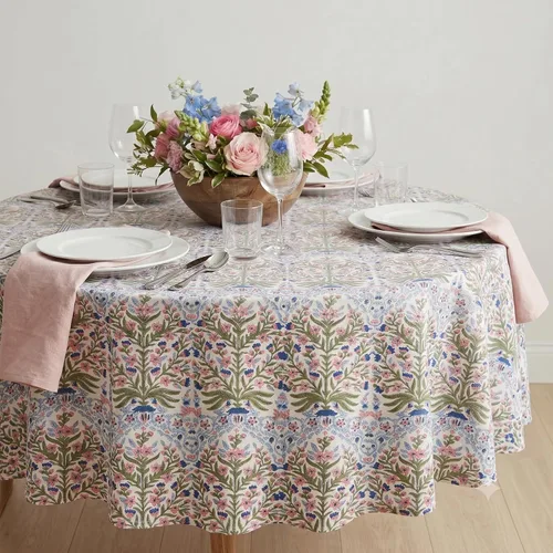 Miniatura 90 de ATOSII Mantel 100% algodón, Amara, floral, hecho a mano, rectangular, de lino, para cocina, comedor, fiestas, bodas, exteriores, picnics, Pascua